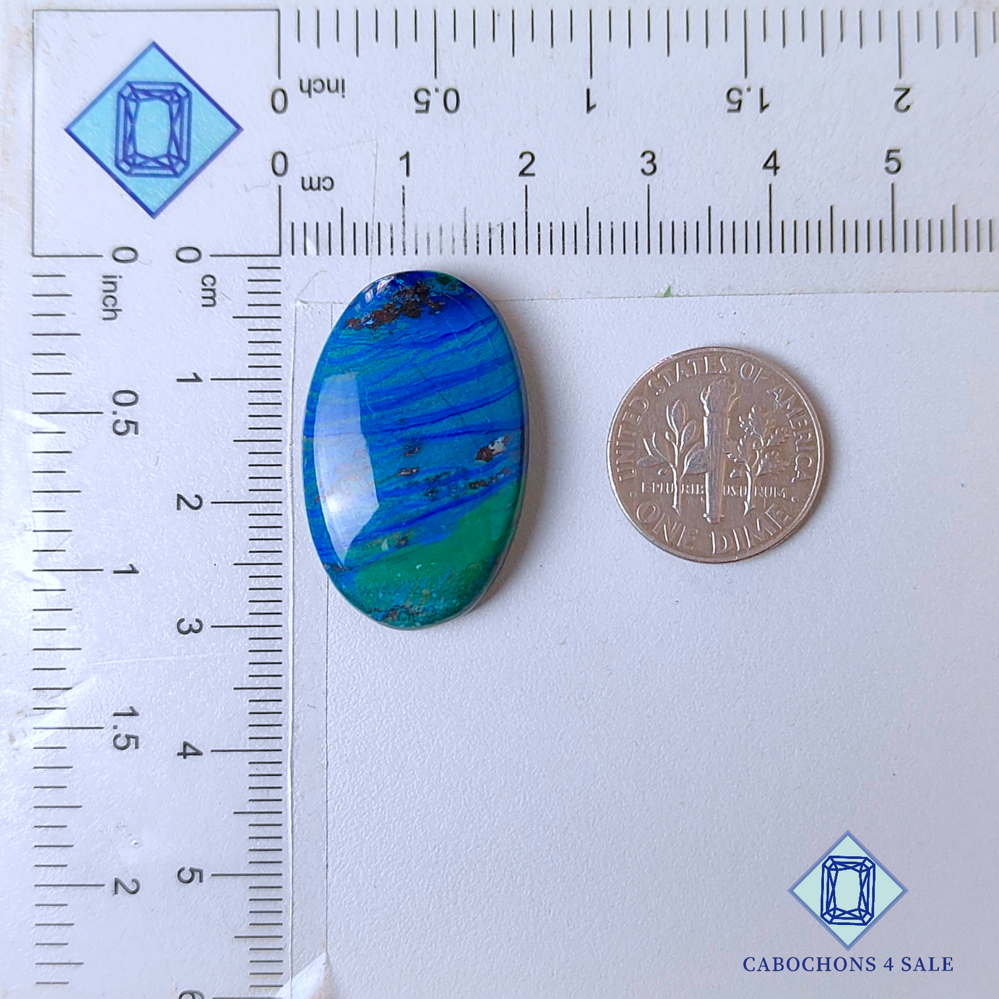 Cabujones ovalados de azurita Blue Bird de 29 x 18 x 5 mm