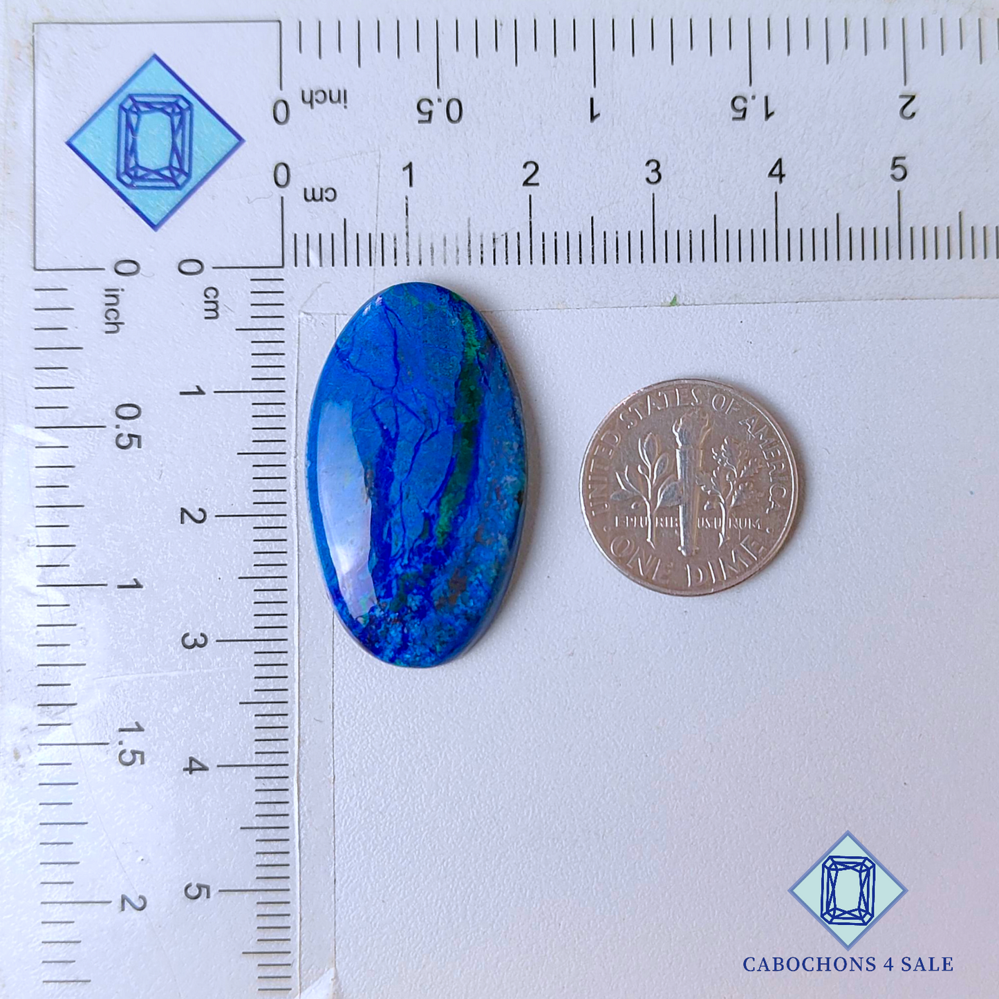 Cabujones ovalados de azurita Blue Bird de 30 x 17 x 5 mm