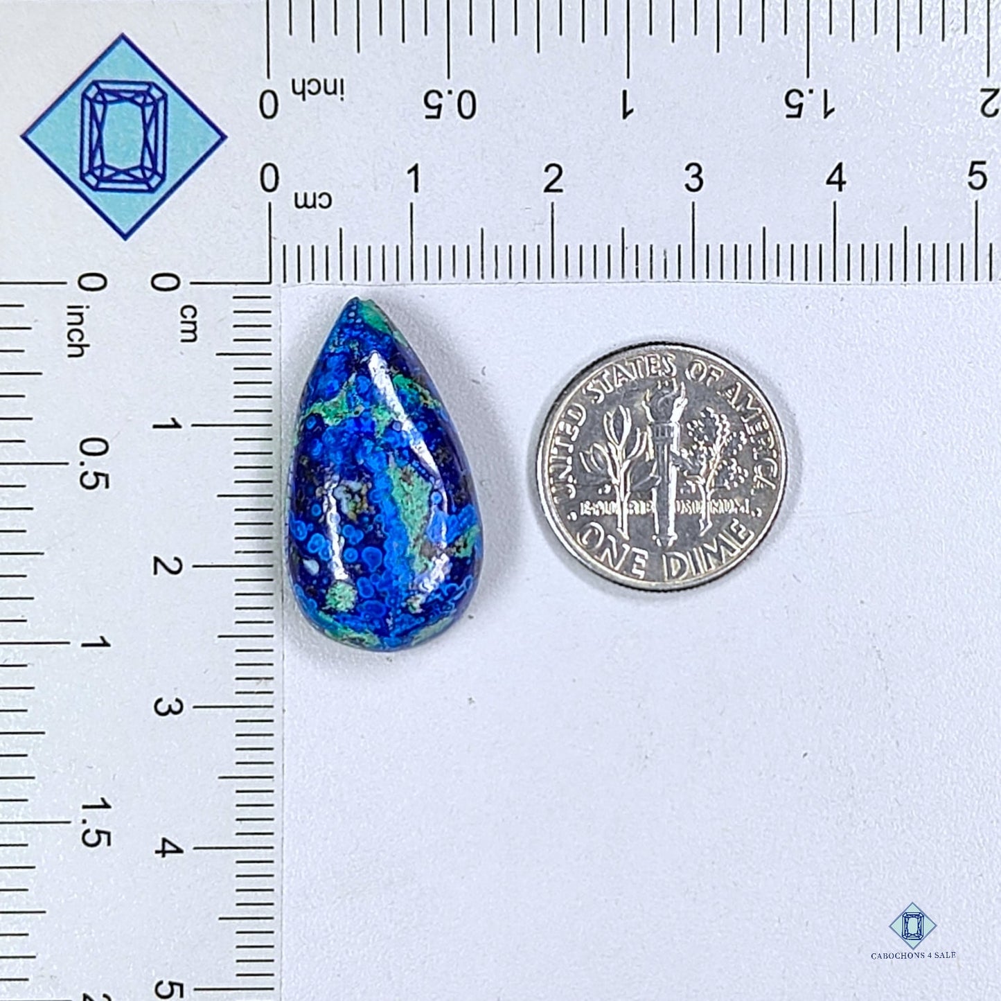 Blue Bird Azurite Pear Cabochons