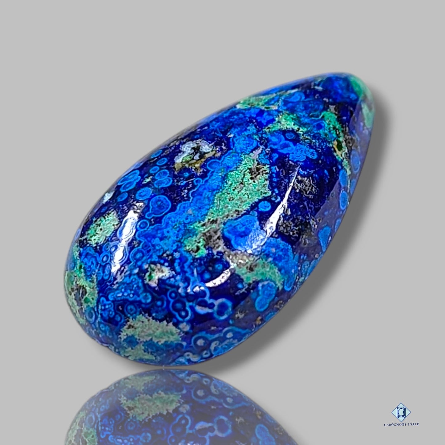 Blue Bird Azurite Pear Cabochons