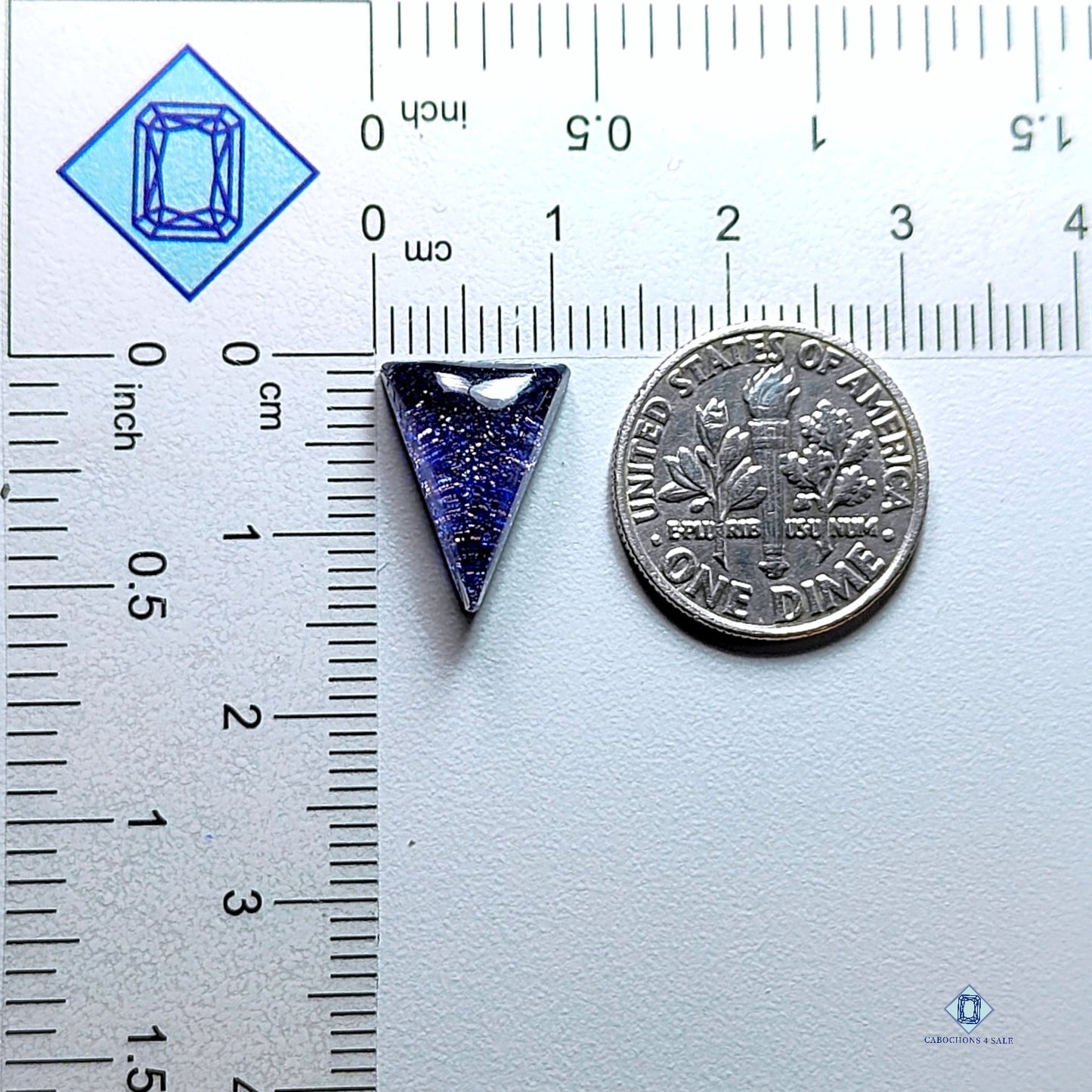 Blue Gold Stone +  Crystal Quartz Doublets Triangle Doublets