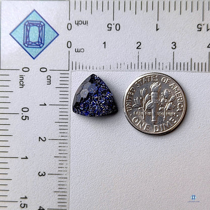 Blue Goldstone + Crystal Quartz Doublets Trillion Honeycomb Cut