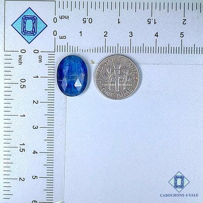 Piedra preciosa de cianita azul natural de corte ovalado rosa de 16 x 12 x 5 mm procedente de Brasil, disponible para la venta.