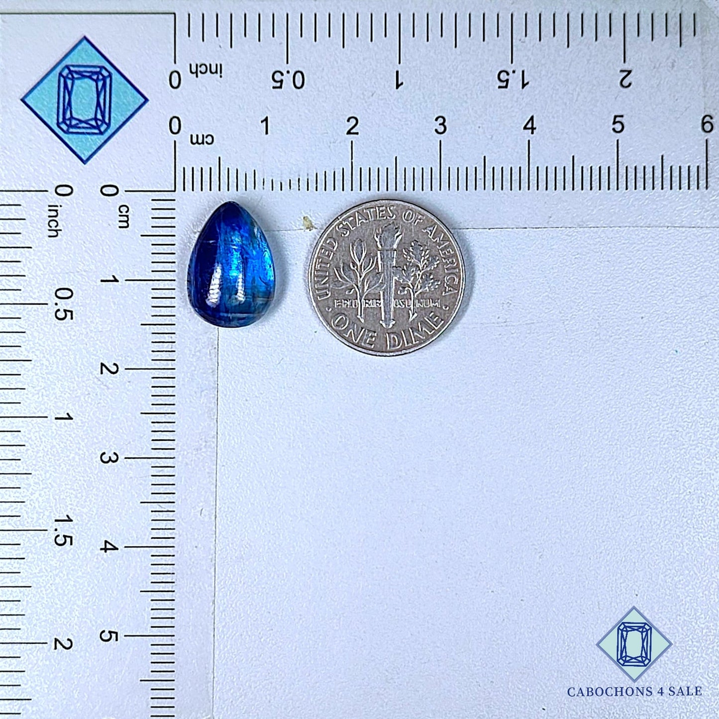Natural Blue Kyanite Gemstone  Pear Cabochons 14*10*5mm from Brazil available for sale