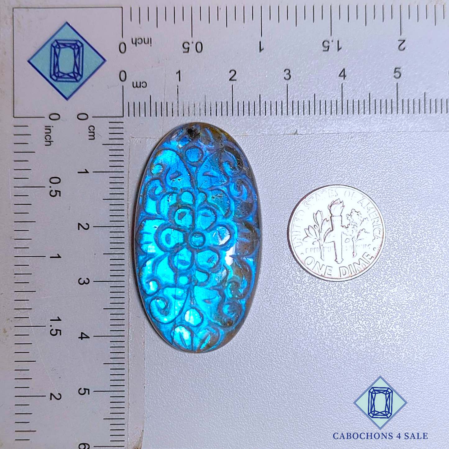 Tallas ovaladas de labradorita azul