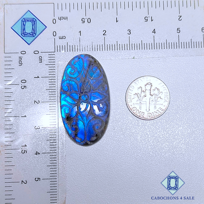 Tallas ovaladas de labradorita azul