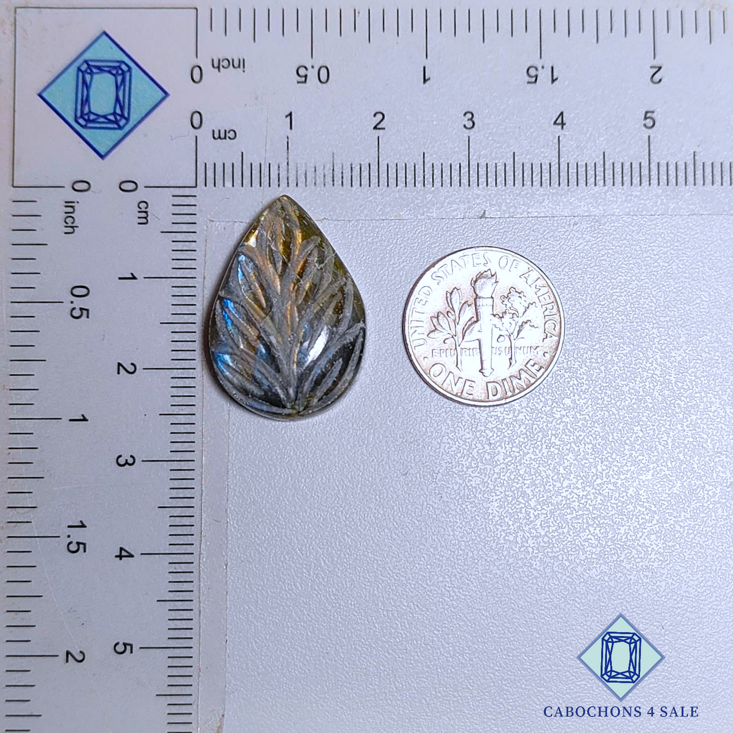 Blue Labradorite Pear Carvings