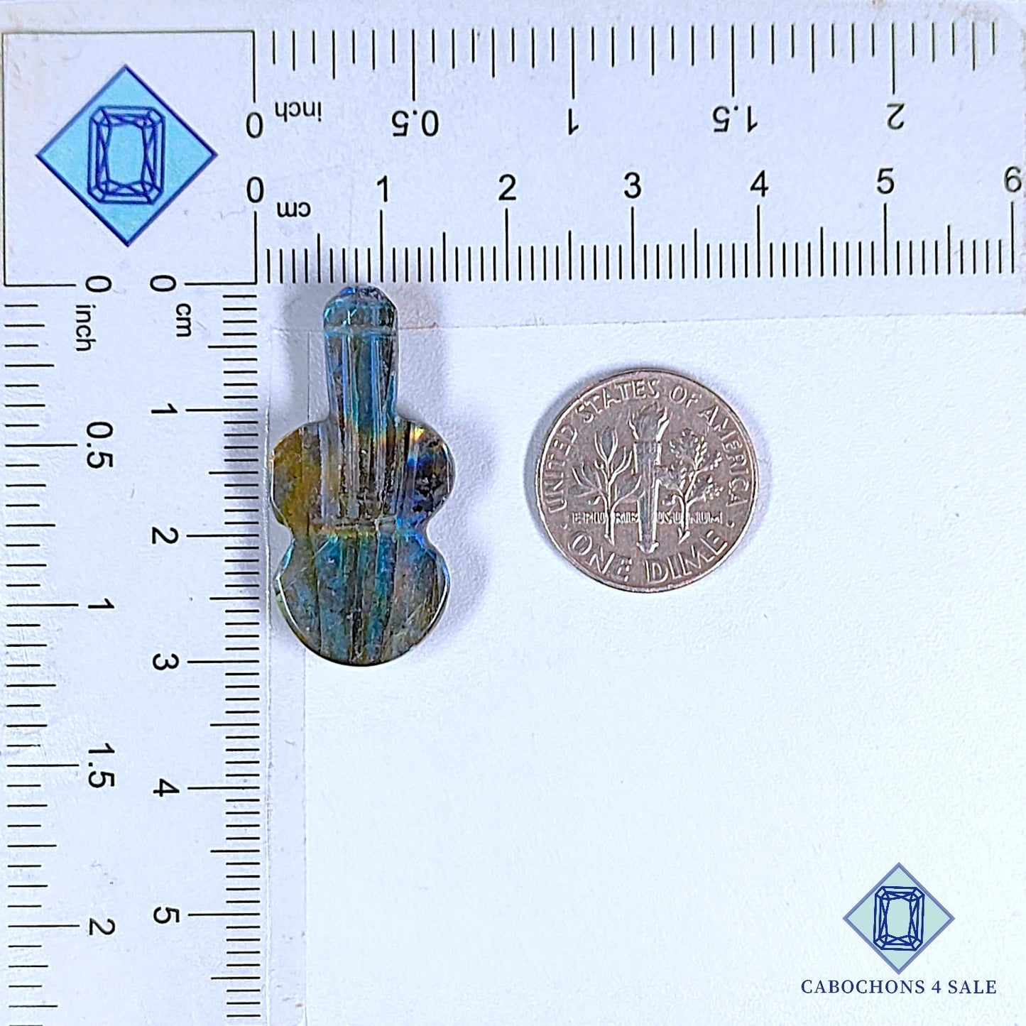 Natural Blue Labradorite Gemstone Fancy Carvings 30*14*5mm from Madagascar  available for sale