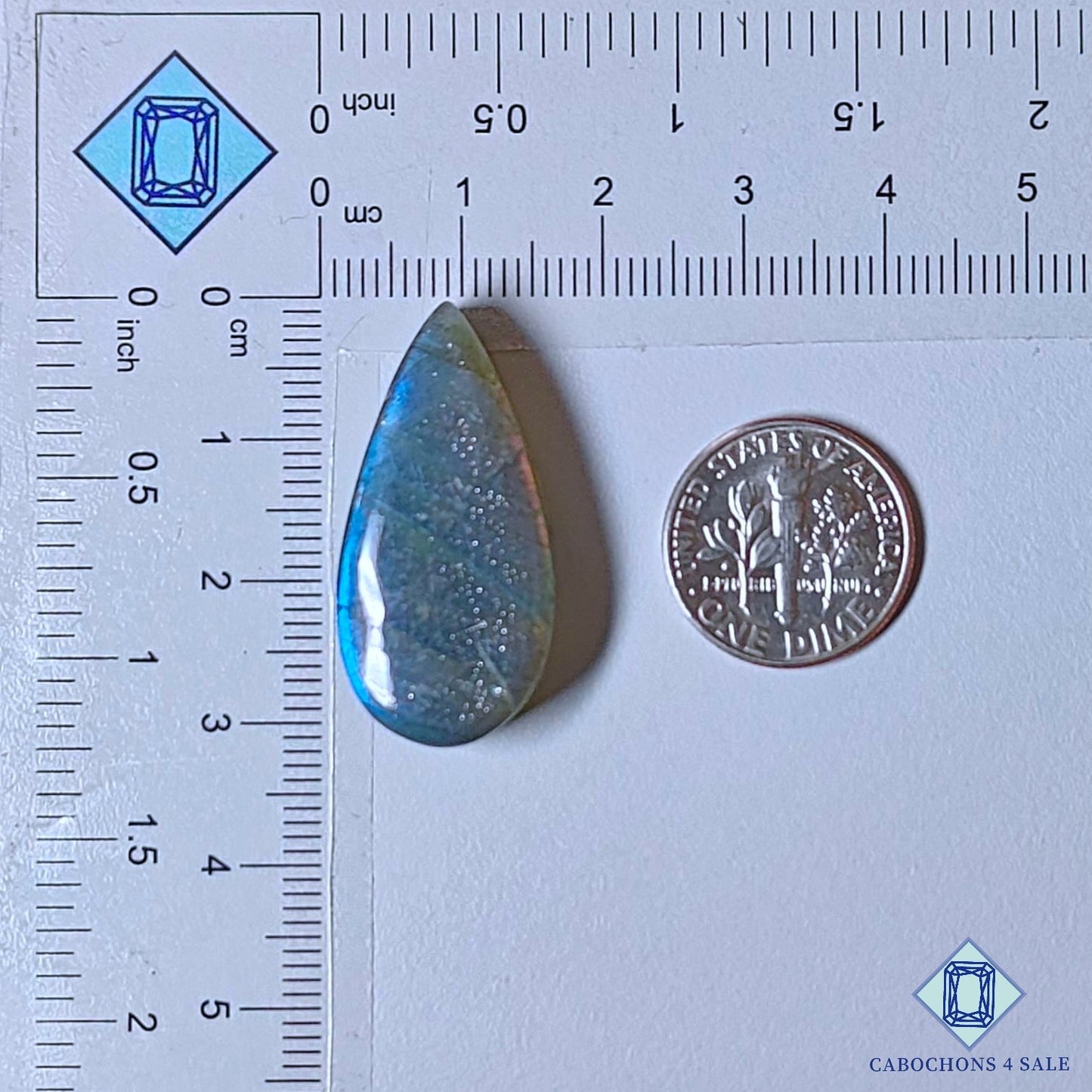 Natural Blue Labradorite Gemstone  Pear Cabochons 31*15*7mm from Madagascar available for sale