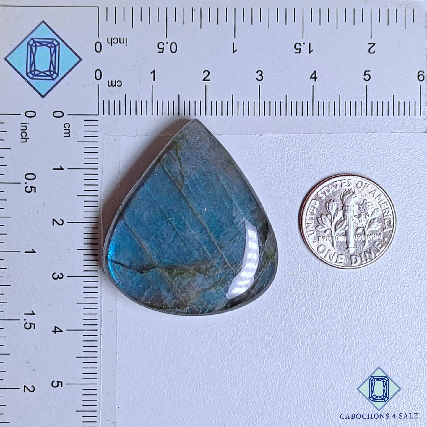 Natural Blue Labradorite Gemstone  Pear Cabochons 36*32*9mm from Madagascar available for sale