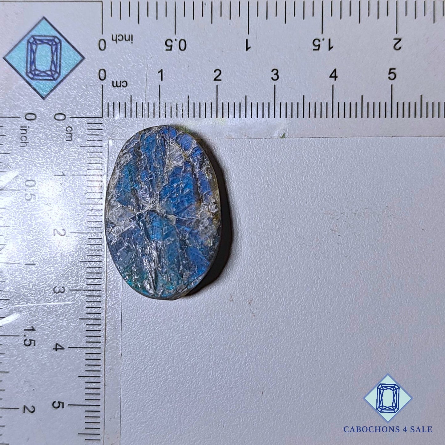 Natural Blue Labradorite Gemstone  Oval Druzy 29*19*9mm from Madagascar available for sale