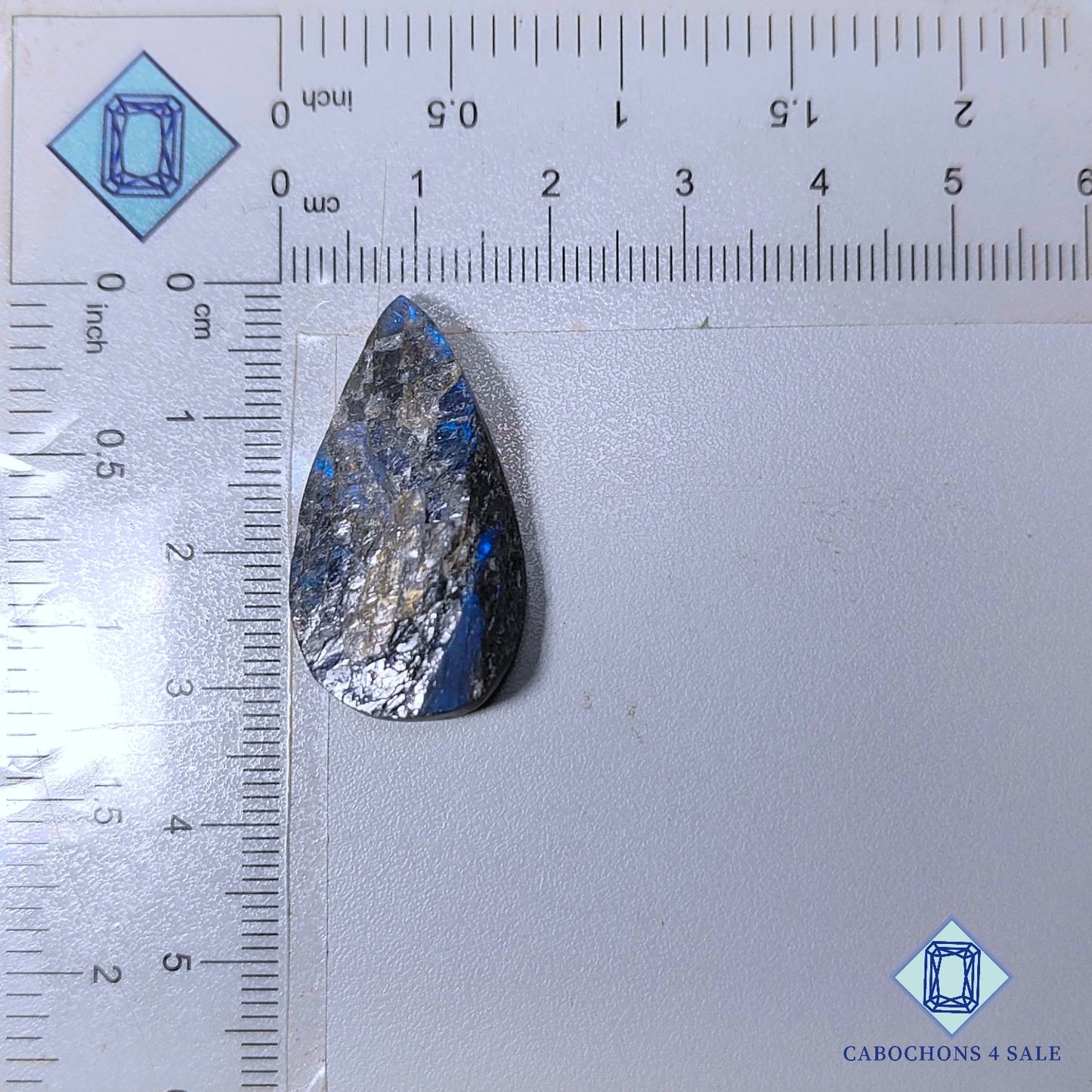 Natural Blue Labradorite Gemstone  Pear Druzy 31*16*8mm from Madagascar available for sale