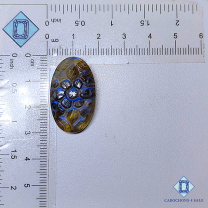Natural Blue Labradorite Gemstone  Oval Carvings 29*17*6mm from Madagascar available for sale