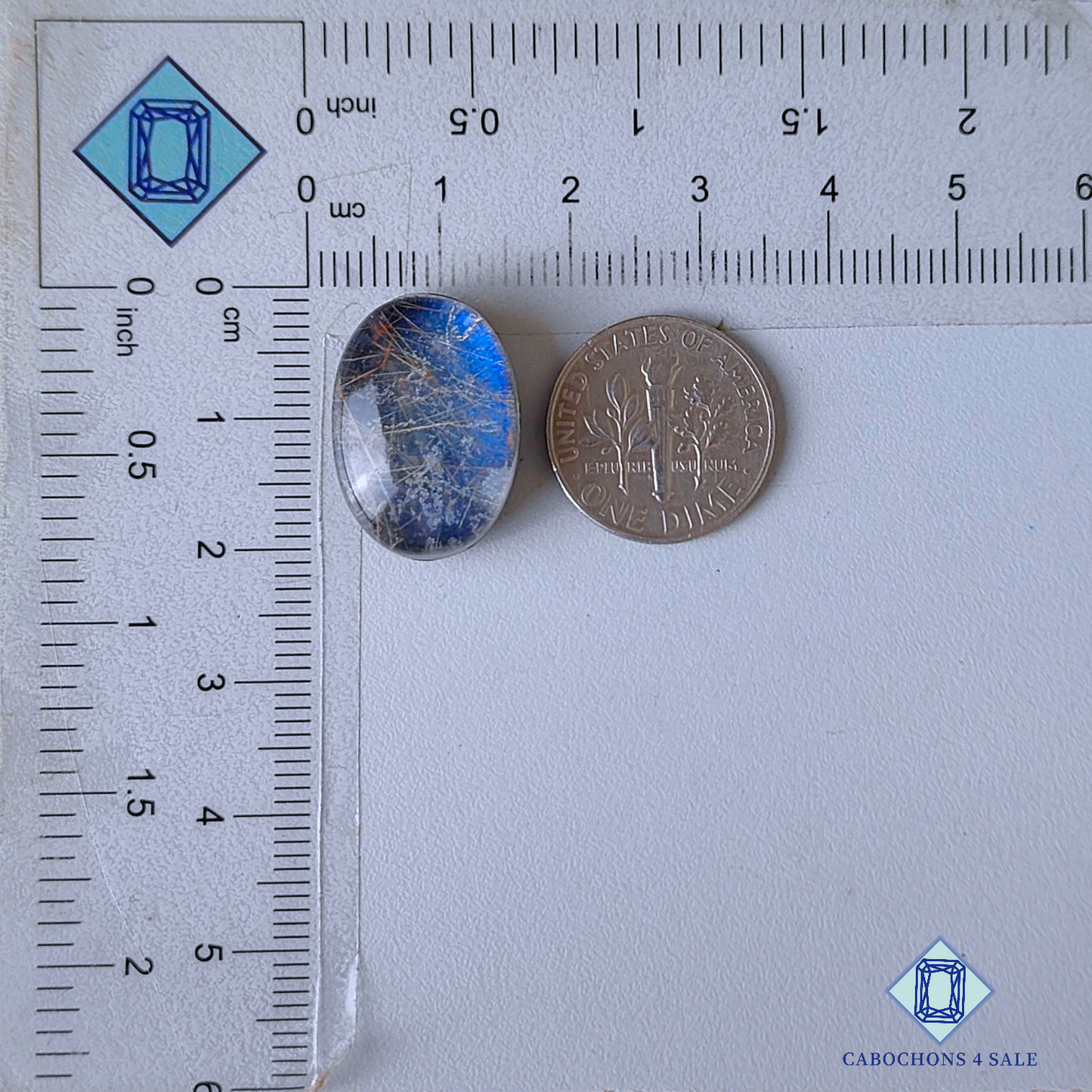 Blue Labradorite + Rutile Quartz Doublets