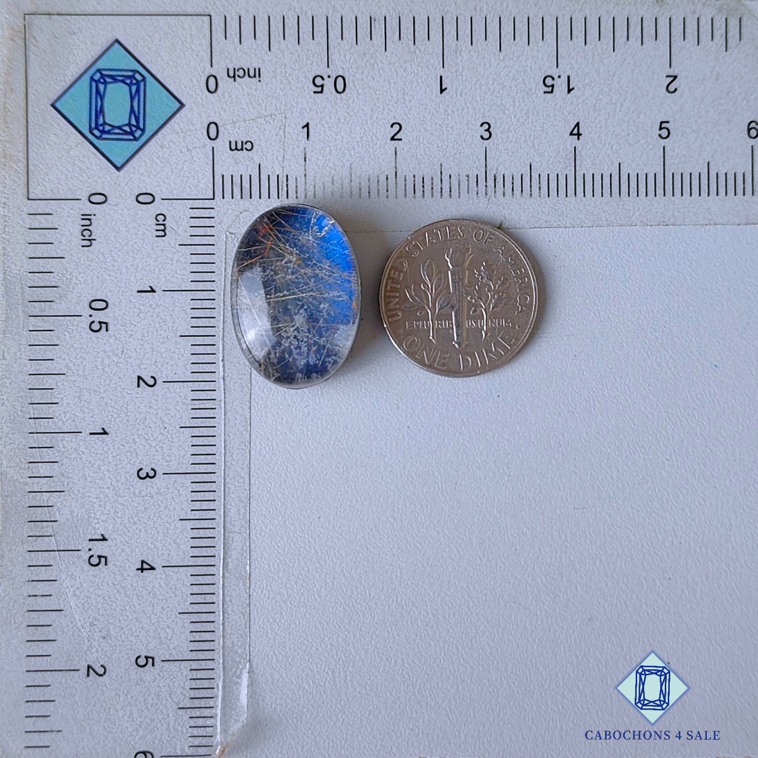 Blue Labradorite + Rutile Quartz Doublets