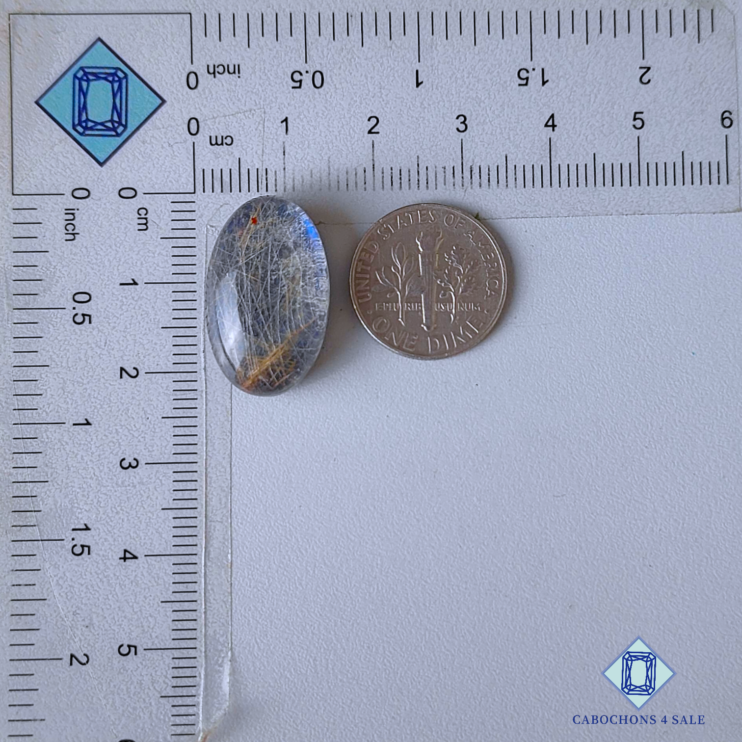 Blue Labradorite + Rutile Quartz Doublets