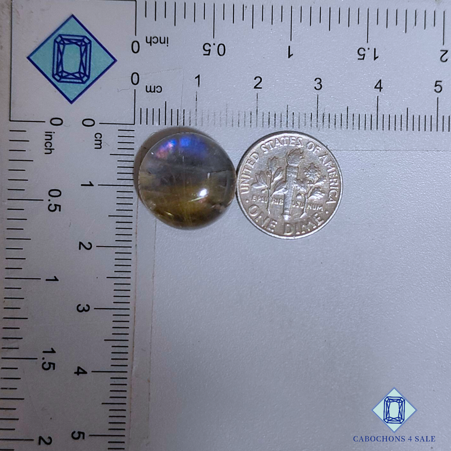 Blue Labradorite + Rutile Quartz Doublets