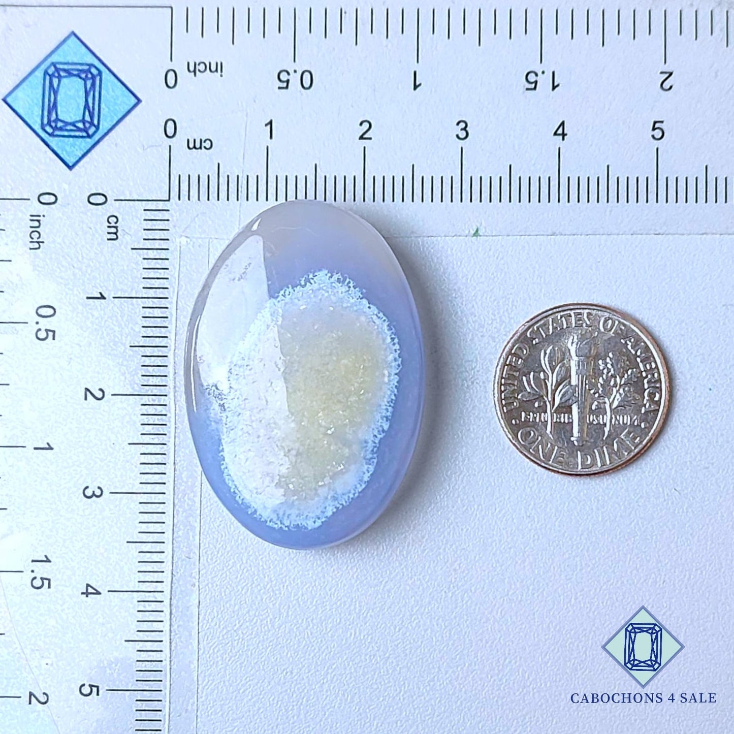 Natural Blue Lace Agate Gemstone Oval Cabochons 35*24*8mm from South Africa available for sale