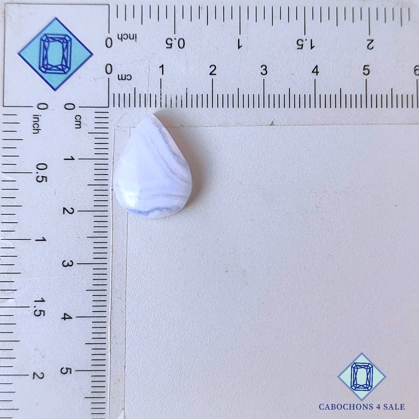 Cabujones de ágata azul natural de 25 x 17 x 5 mm, de Namibia, disponibles para la venta.