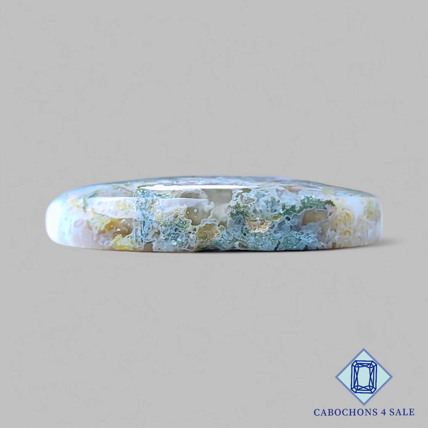 Cabujones ovalados de ágata musgosa azul