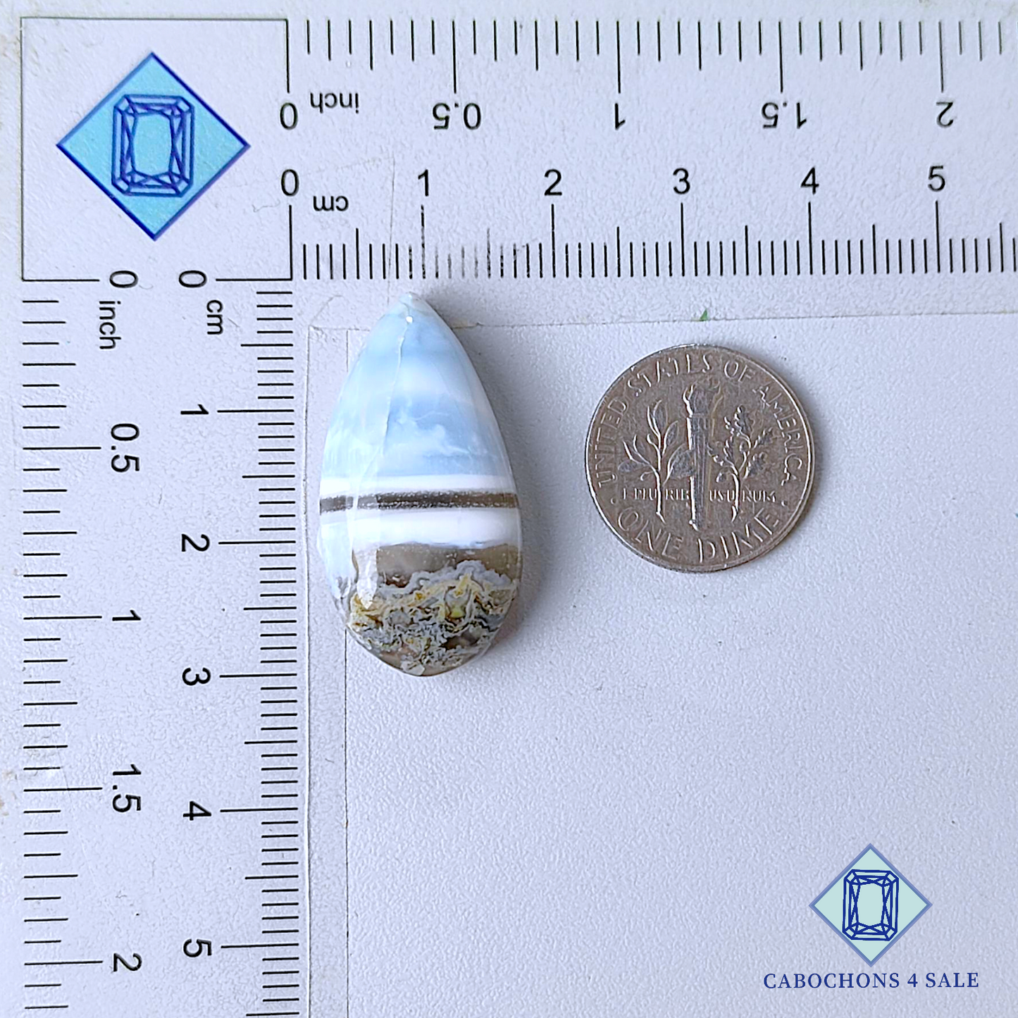 Blue Moss Agate Pear Cabochons