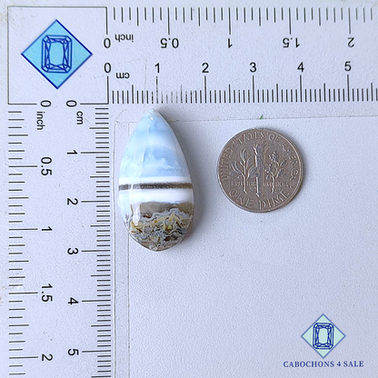 Blue Moss Agate Pear Cabochons