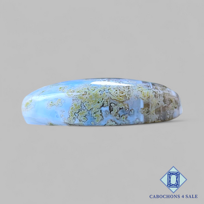 Cabujones ovalados de ágata musgosa azul