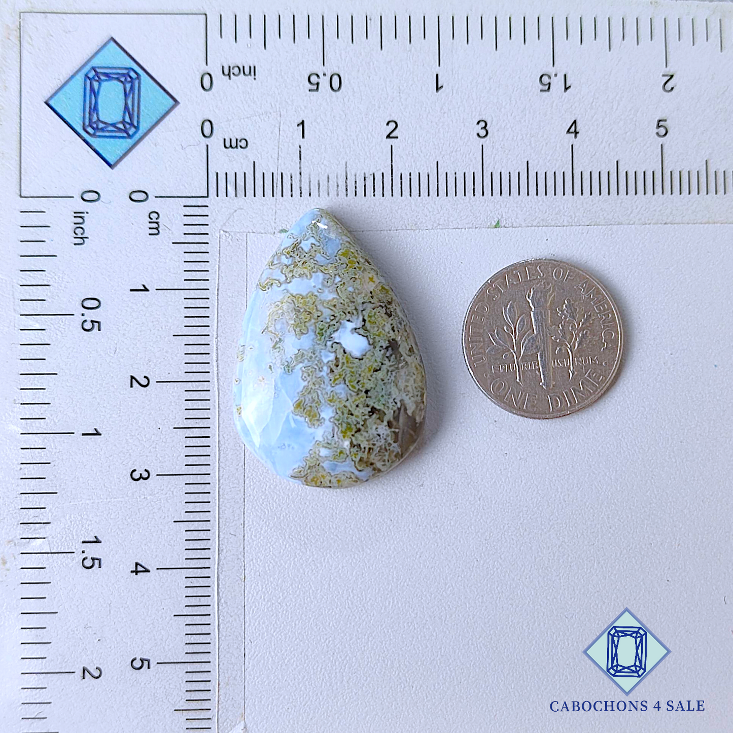 Blue Moss Agate Pear Cabochons