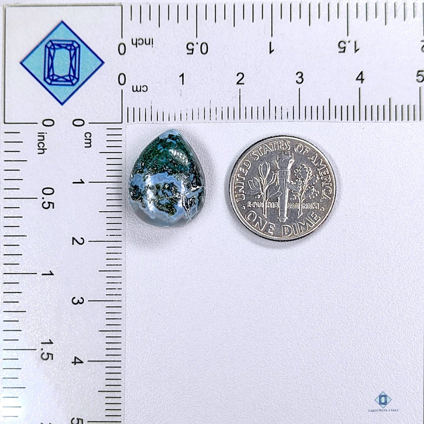 Blue Moss Agate Pear Cabochons