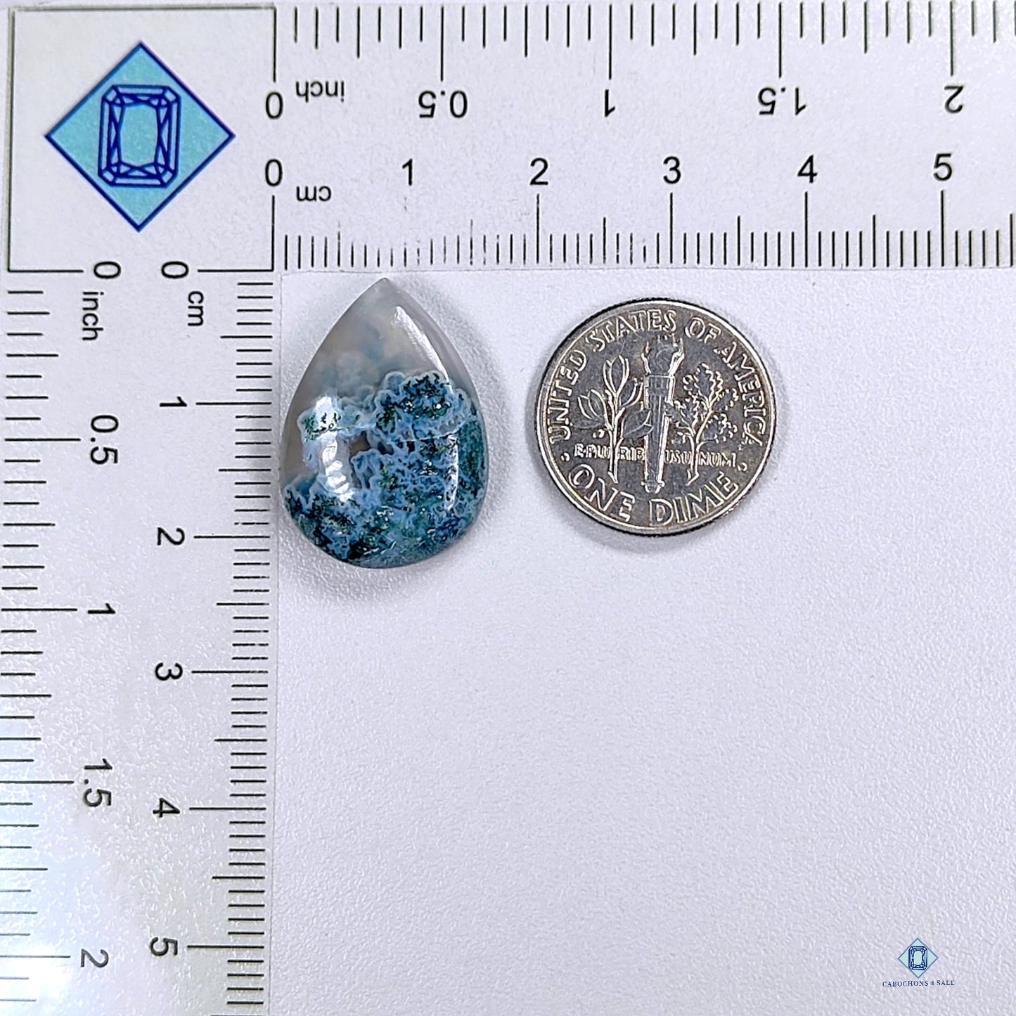 Blue Moss Agate Pear Cabochons