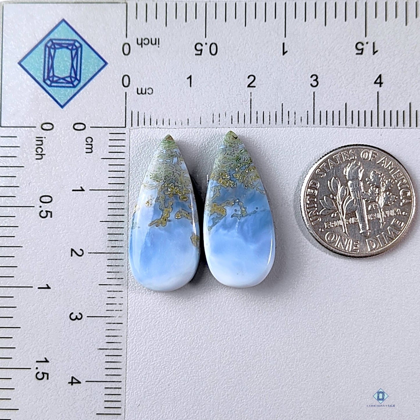 Blue Moss Agate pear pairs