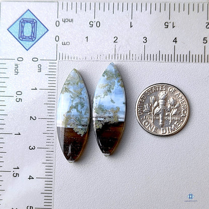 Blue Moss Agate Marquise Pairs