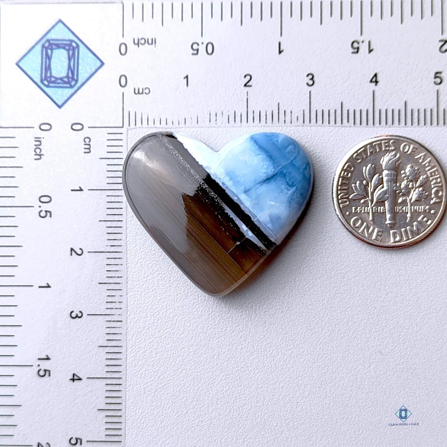 Blue Opal Heart Carvings