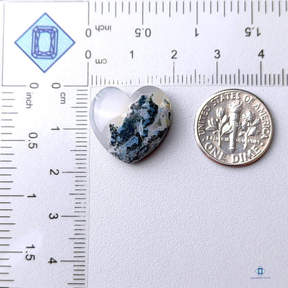 Blue Opal with Moss Agate Heart Carvings