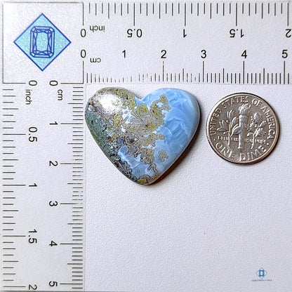 Blue Opal with Moss Agate Heart Carvings