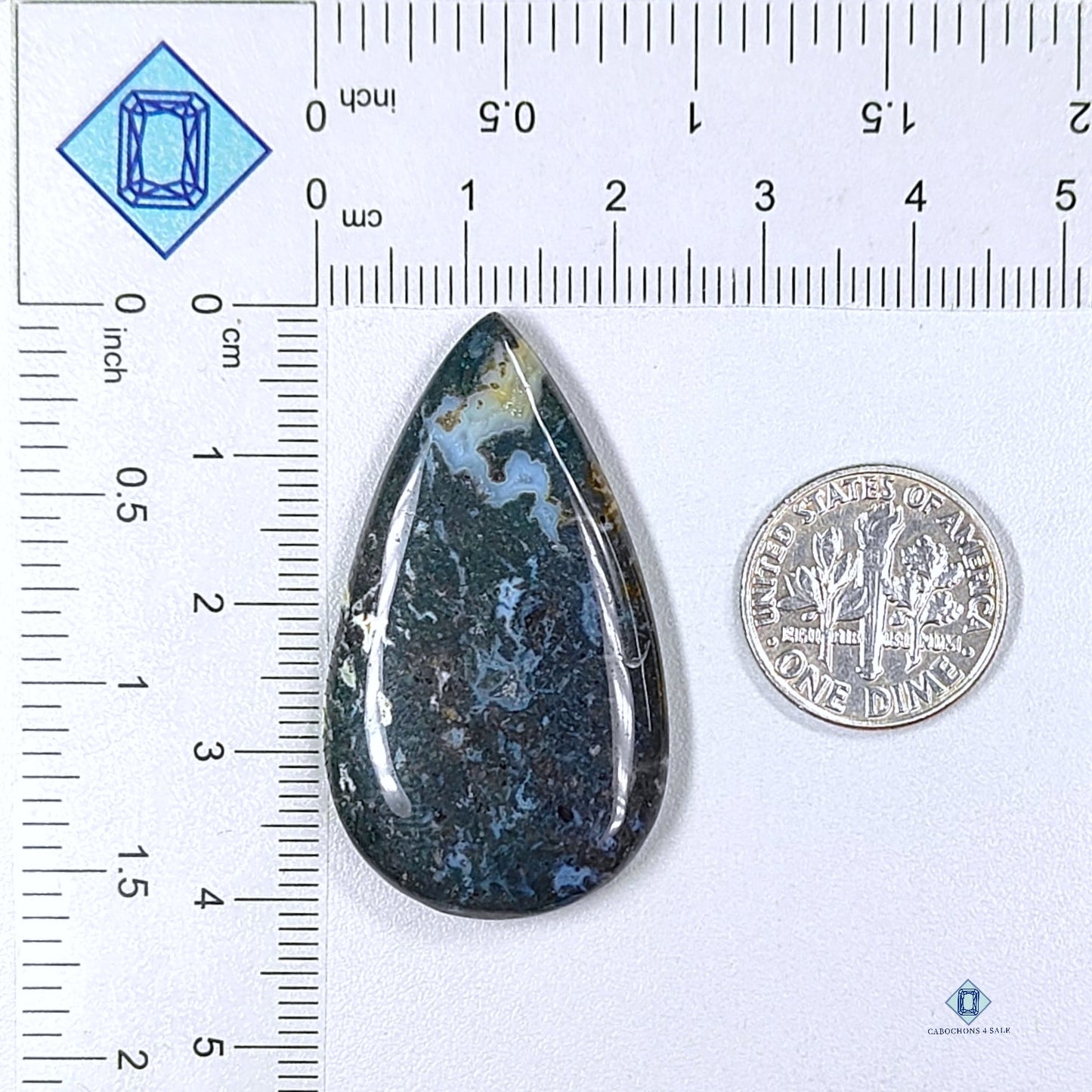 Blue Palm Root Agate Pear Cabochons