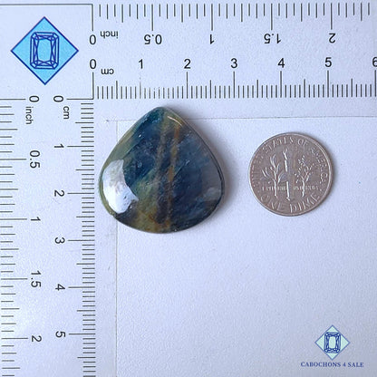 Cabujones de zafiro azul natural en forma de pera de 27 x 27 x 6 mm de Myanmar, disponibles para la venta.