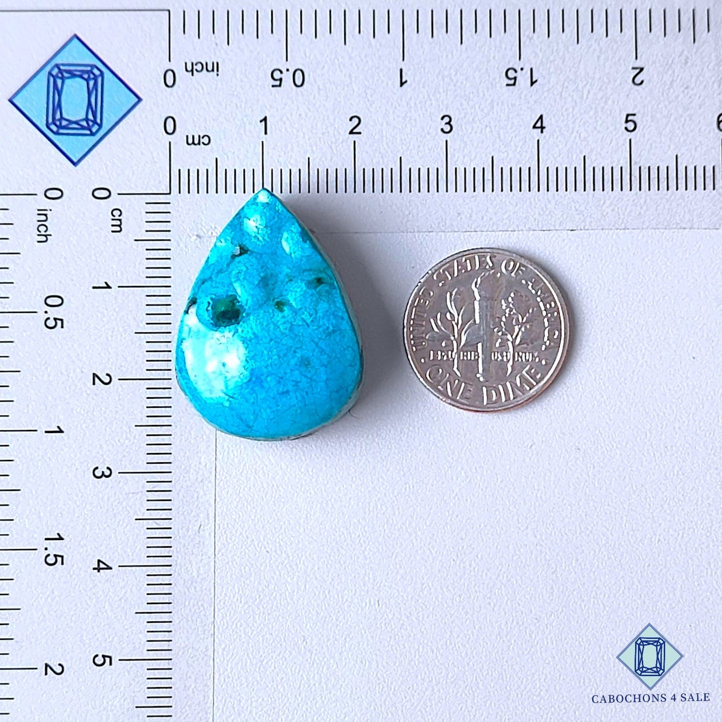 Natural Botryoidal Malachite Chrysocolla Gemstone Pear Druzy 26*20*9mm from Democratic Republic of the Congo (DRC) available for sale