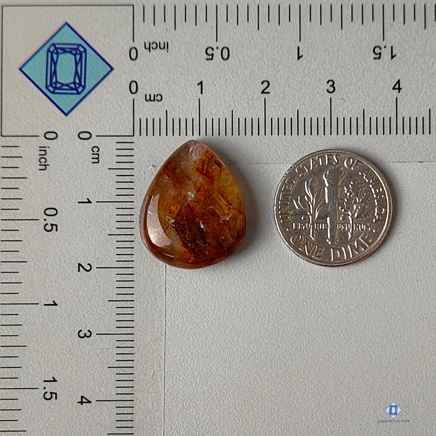 Natural Cacoxenite Green Rutile Quartz Gemstone Pear Cabochons 19*16*6mm from Brazil available for sale