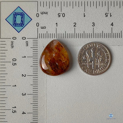 Natural Cacoxenite Green Rutile Quartz Gemstone Pear Cabochons 19*16*6mm from Brazil available for sale