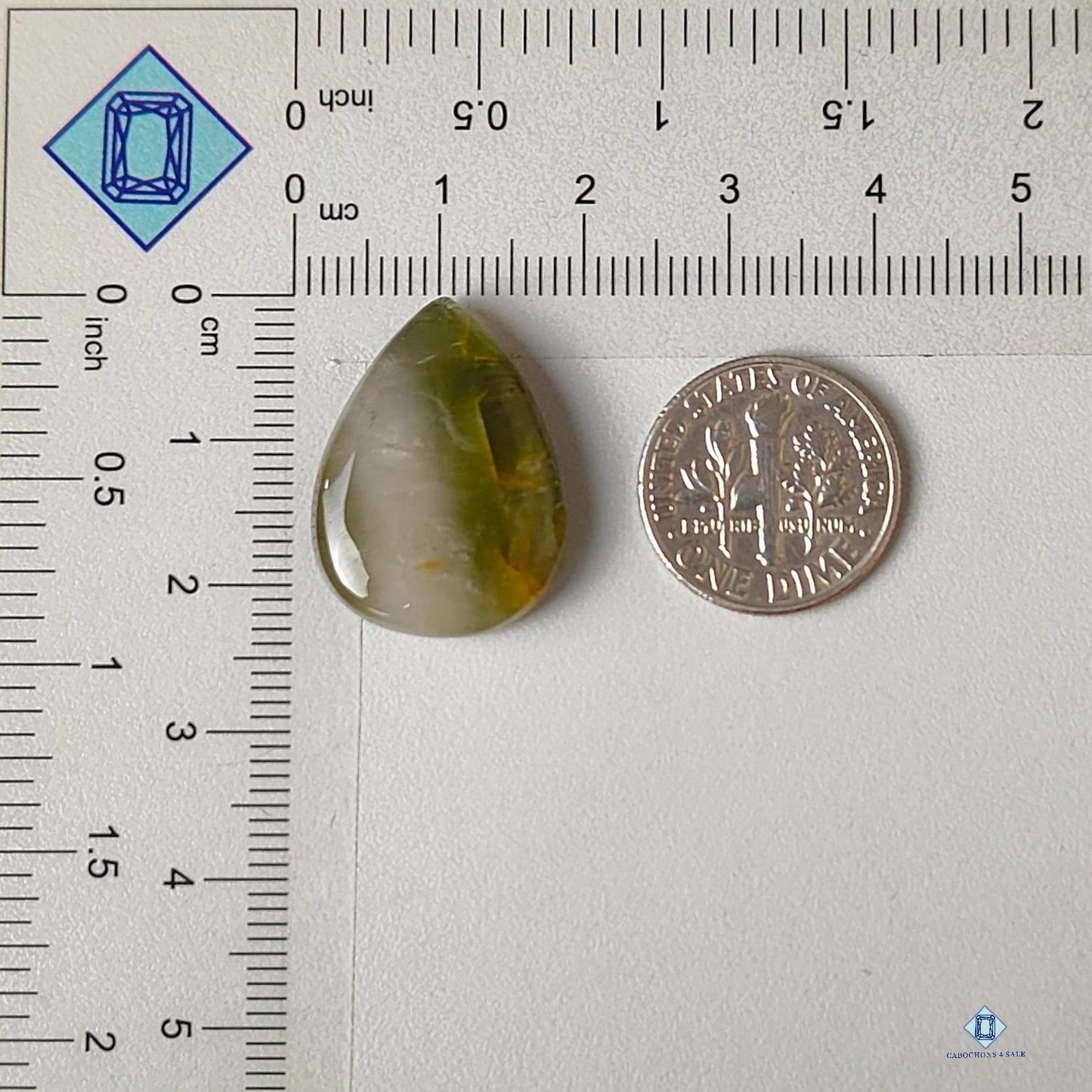 Natural Cacoxenite Green Rutile Quartz Gemstone Pear Cabochons 23*17*5mm from Brazil available for sale