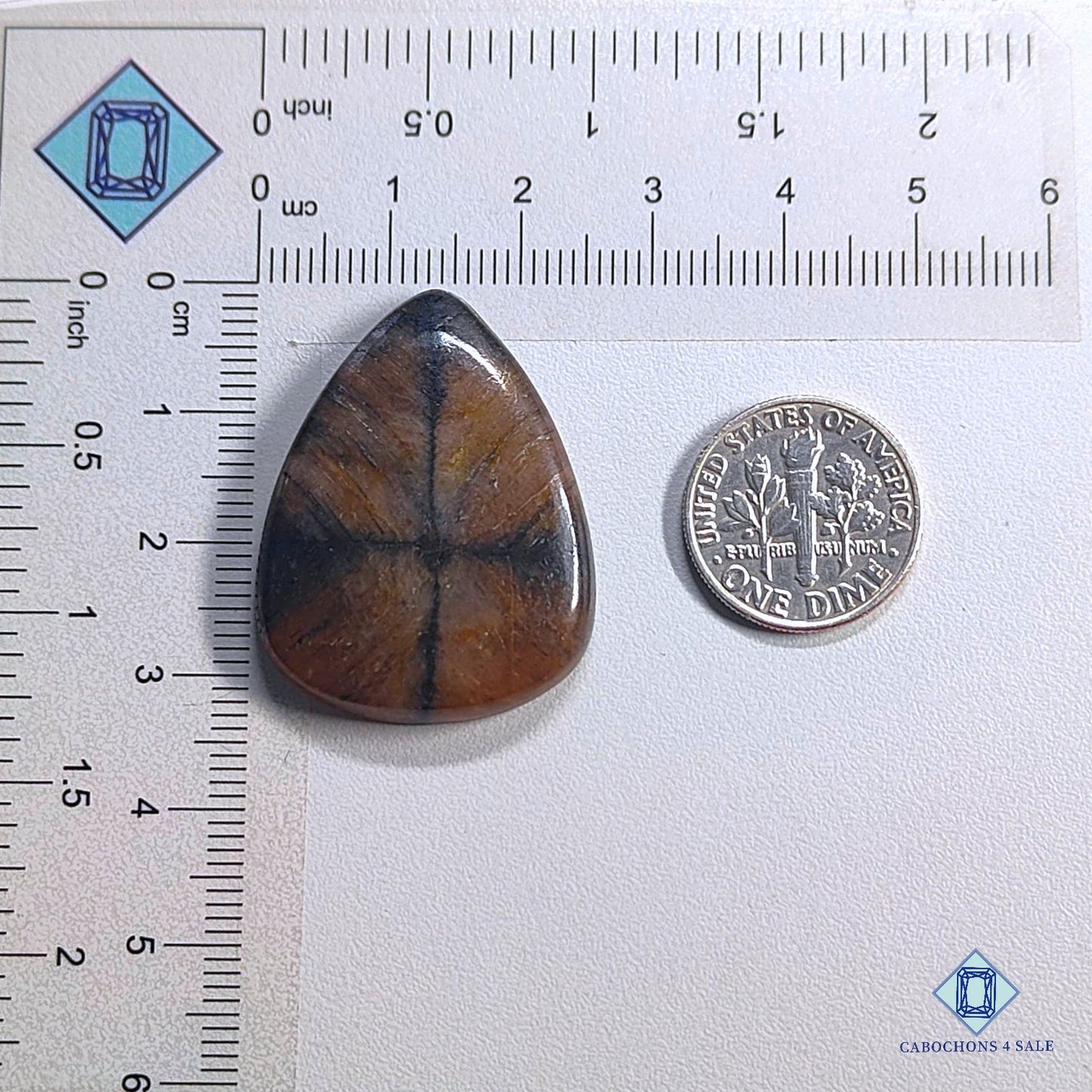 Natural Chiastolite Gemstone Pear Cabochons 32*25*5mm from Brazil available for sale
