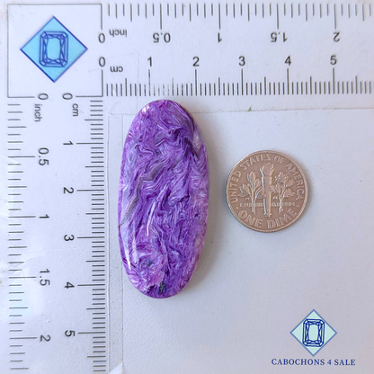 Cabujones ovalados de charoita de 42 x 20 x 6 mm