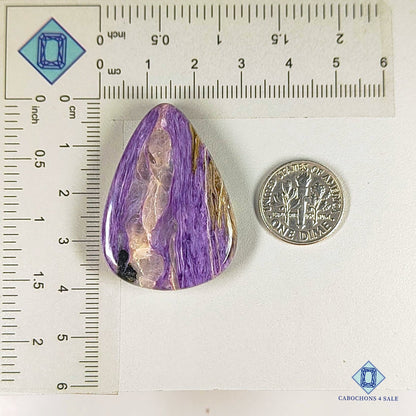 Natural Charoite Gemstone Pear Cabochons 38*27*7mm from Russia available for sale