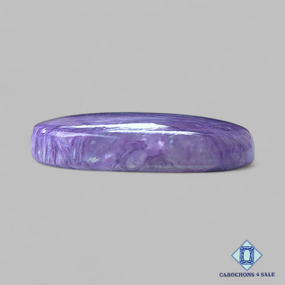 Cabujones ovalados de piedra preciosa de charoita natural de 34 x 23 x 7 mm, procedentes de Rusia, disponibles para la venta.