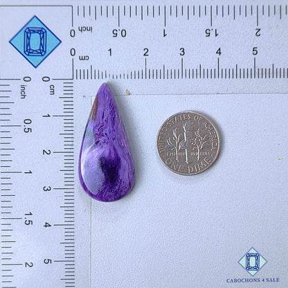 Natural Charoite Gemstone  Pear Cabochons 32*15*4mm from Russia available for sale