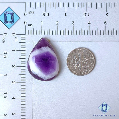 Natural Chevron Amethyst Gemstone Pear Cabochons 27*20*6mm from Brazil  available for sale
