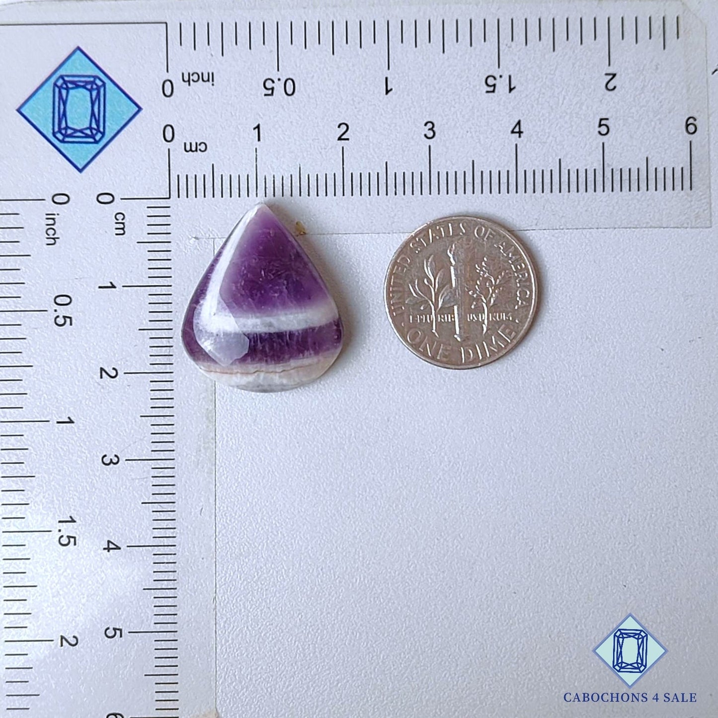 Natural Chevron Amethyst Gemstone Pear Cabochons 22*19*6mm from Brazil  available for sale