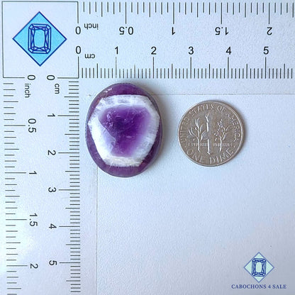 Cabujones ovalados de amatista chevron natural de 25 x 21 x 7 mm, de Brasil, disponibles para la venta.