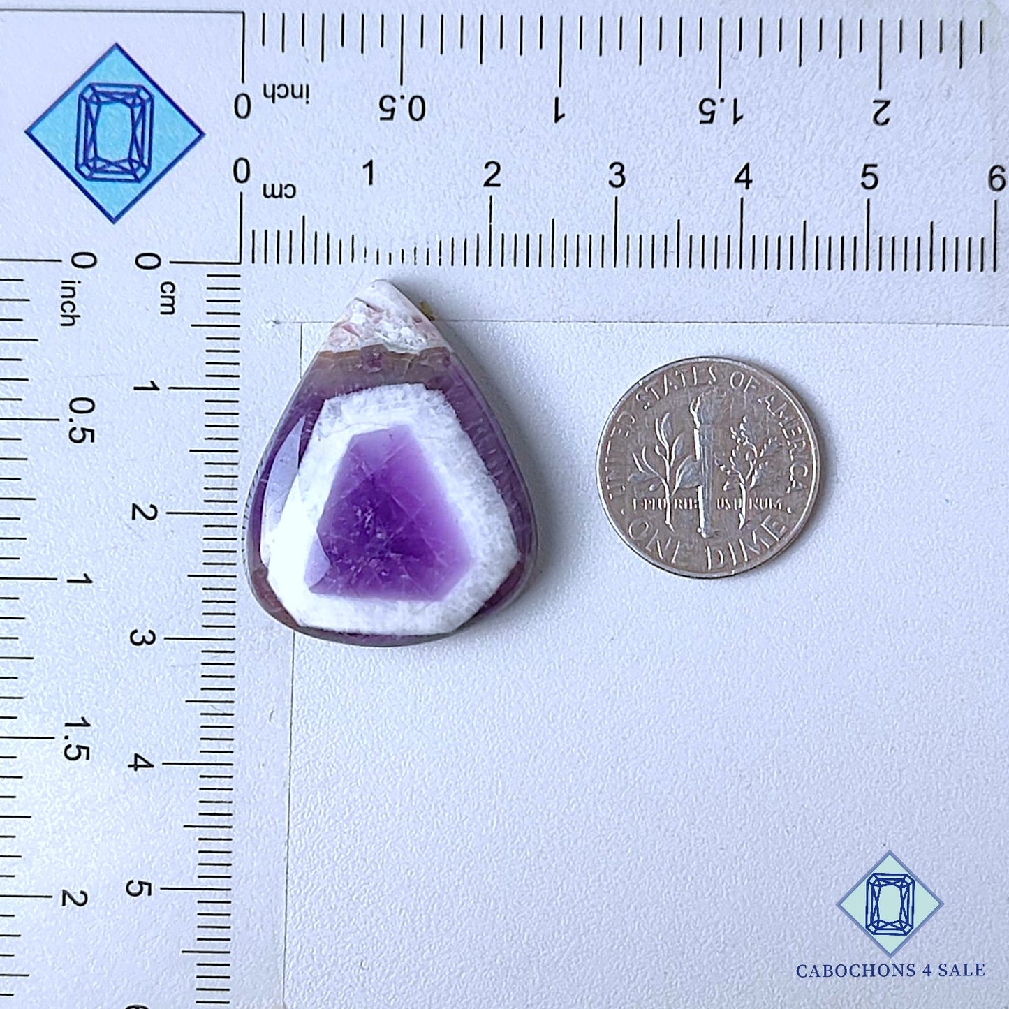 Cabujones de amatista chevron natural en forma de pera de 29 x 24 x 6 mm, de Brasil, disponibles para la venta.